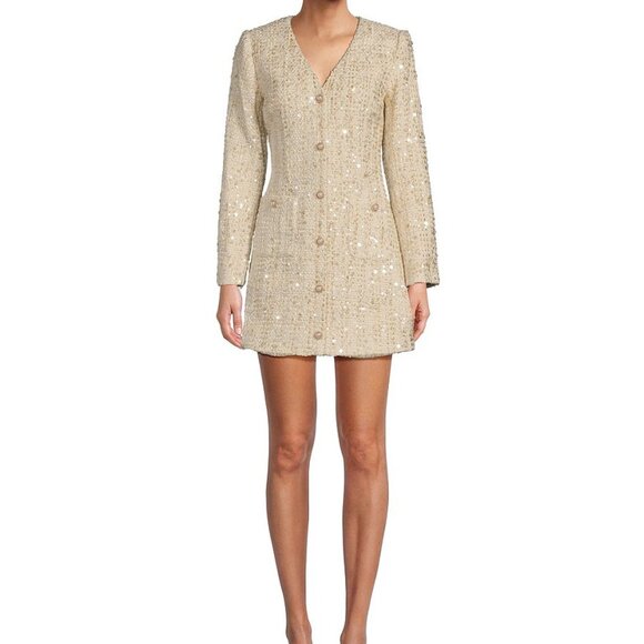 NWT Antonio Melani Classic Daytime Tweed V- Neck Long Sleeve A-line Dress Coat - Picture 1 of 7